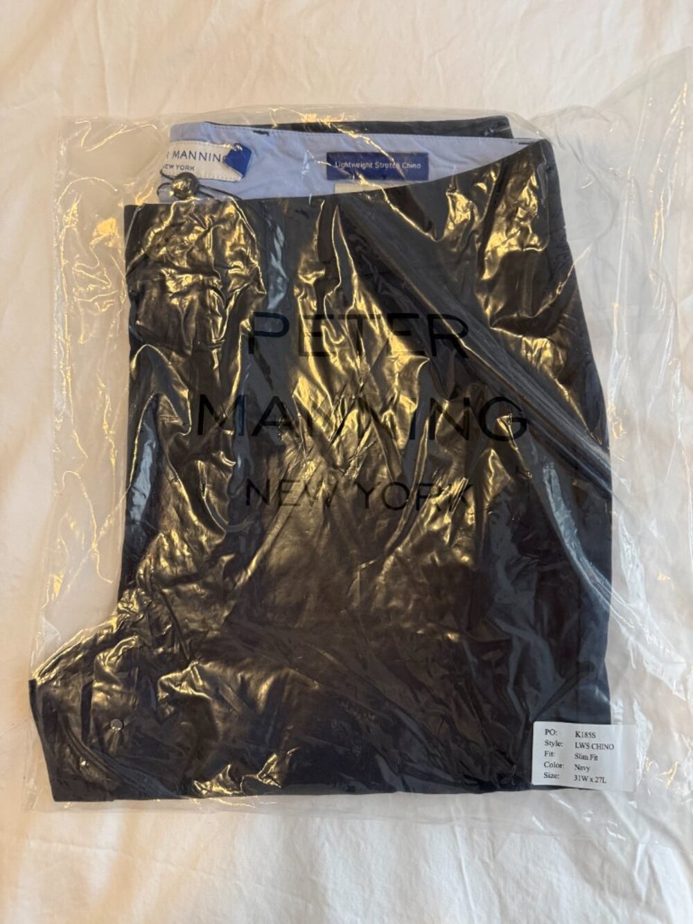 Peter Manning - Lightweight Stretch Chinos - Navy - Slim Fit - 31W/27L (NWT)